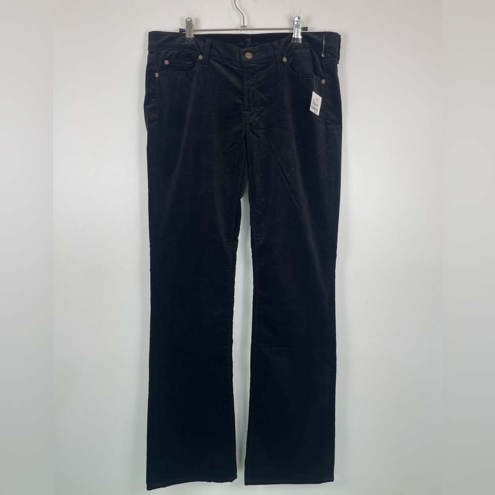 7 For All Mankind Black Velvet Jeans Size 32 Y2K Low Rise Indie Sleaze